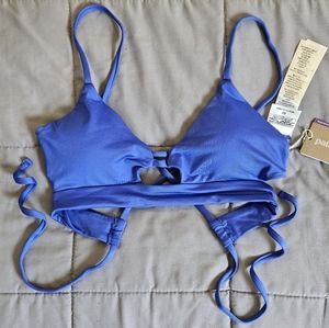 Patagonia Indigo Sapphire Float Blue Focal Point Bikini Swimsuit Top Women's XS